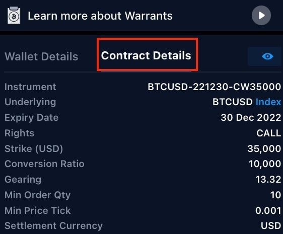Warrant na crypto.com